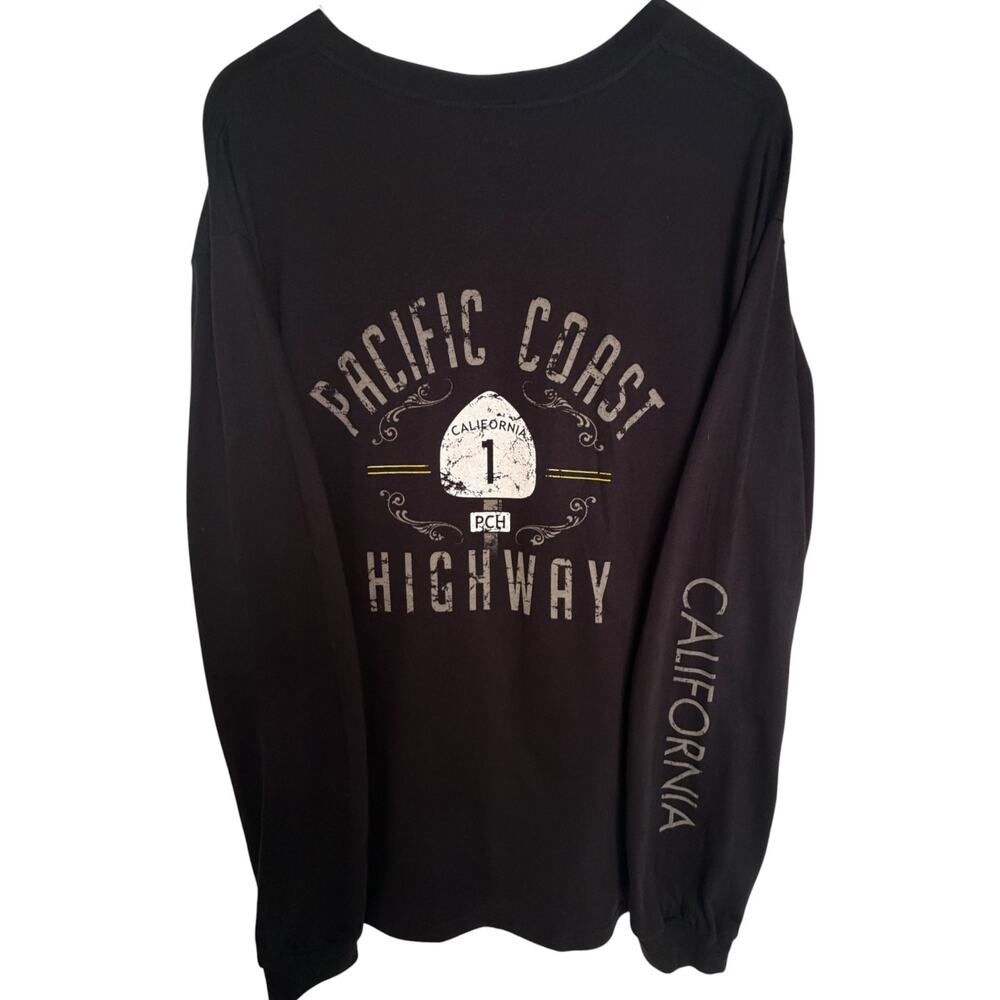 Crazy Shirts Pacific Coast Highway Long Sleeve Tee Black Mens XL